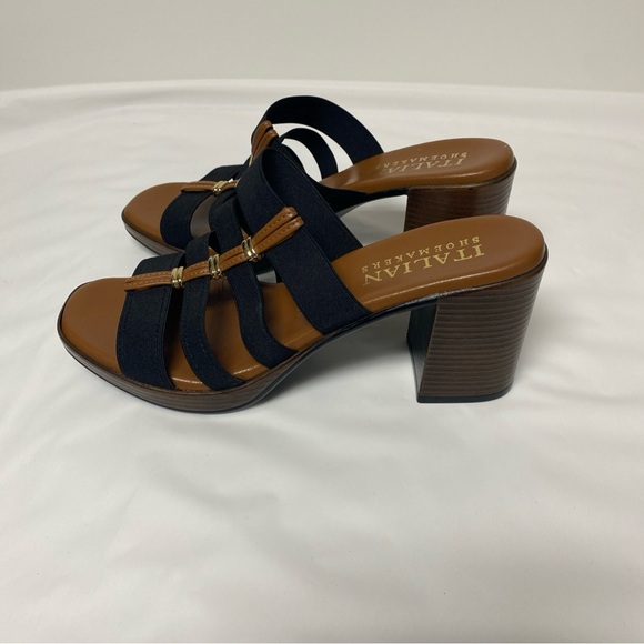 Italian Shoemakers Women's Black Slip On Sandals Black Block Heels Size 9.5 - Picture 2 of 5
